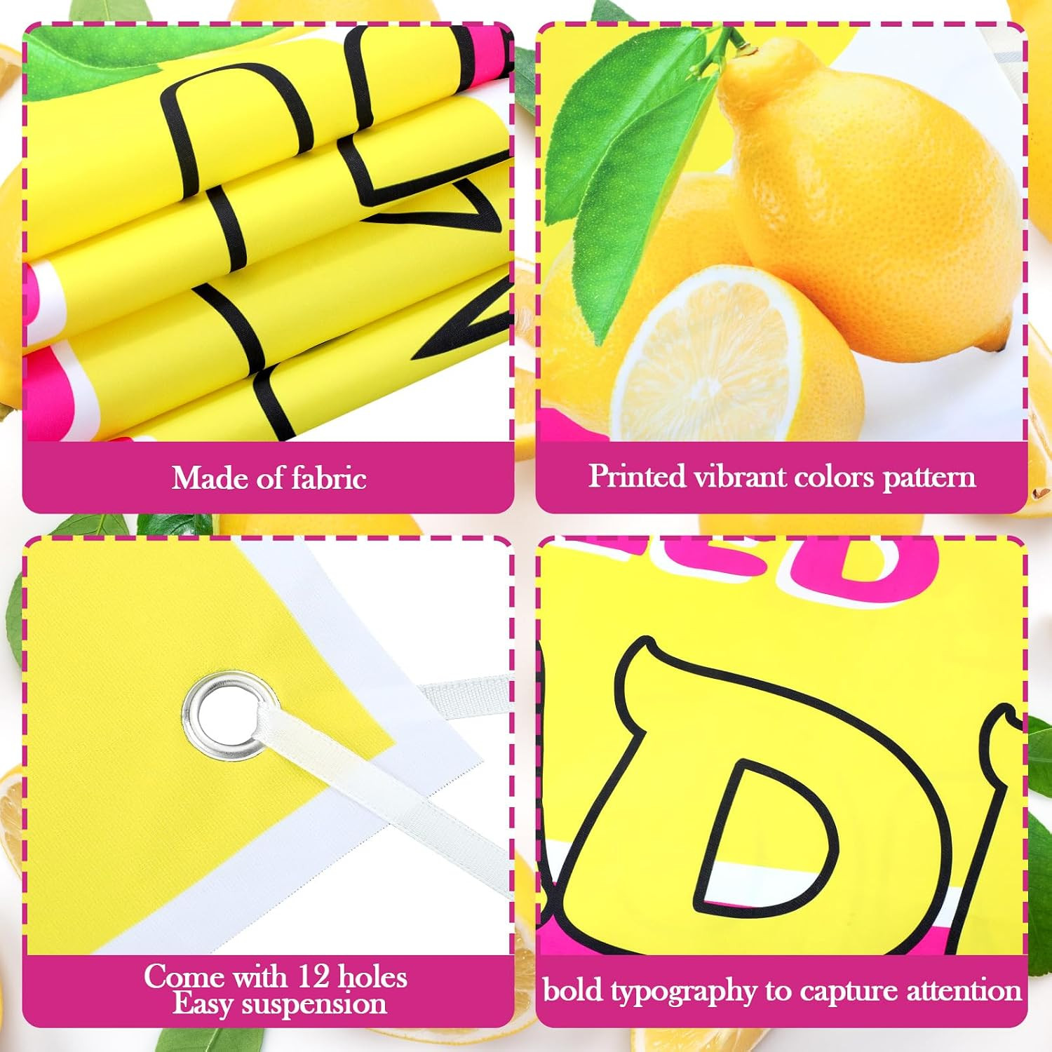 3 X 10 Ft Pink Lemonade Sign Vinyl Banner Fresh Squeezed Lemonade Stand Supplies