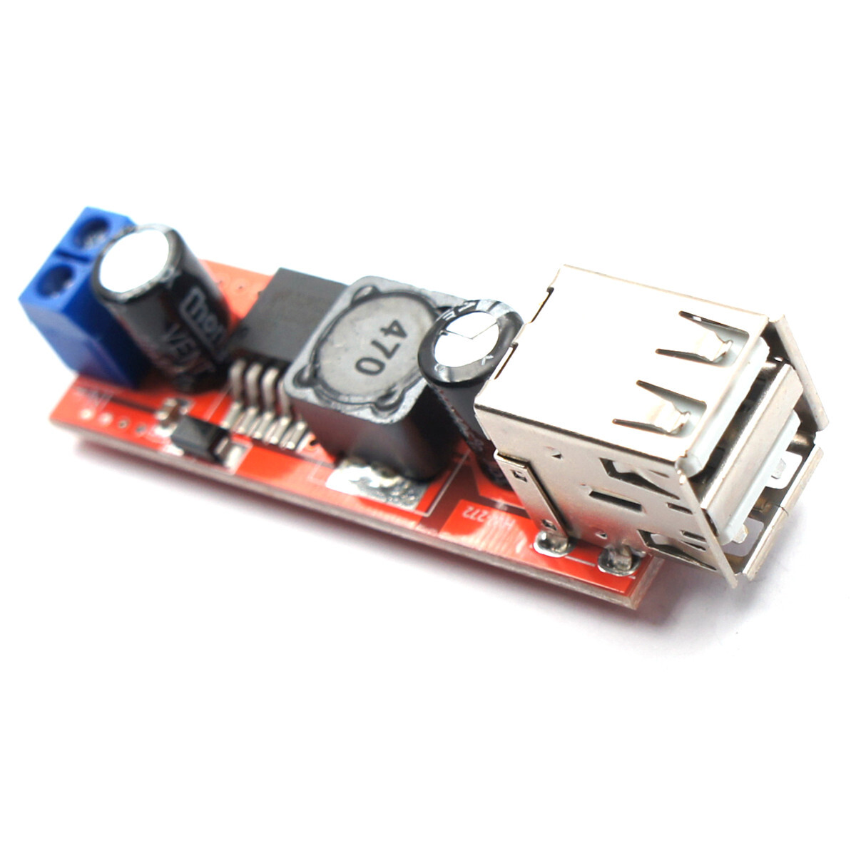 5pcs Dual USB LM2596 5V 3A Voltage Step-down Buck Module 6-40V IN with Terminals