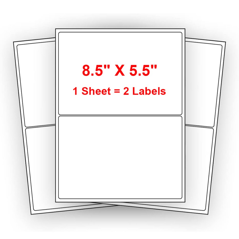 8.5″x5.5″ Shipping Labels Self Adhesive 2 Per Sheet for Laser & Inkjet Printers
