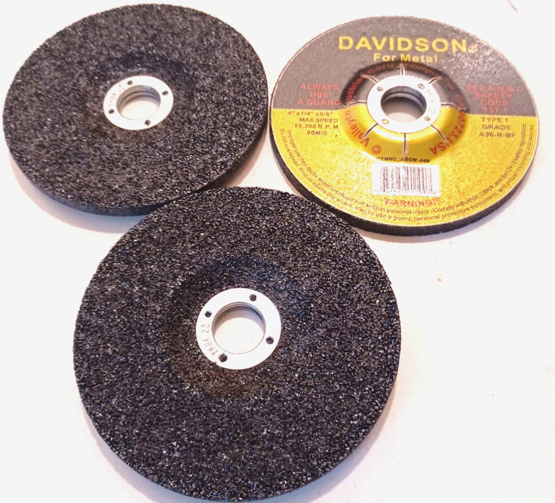 3 PC. 4″ DIA. GRINDING WHEEL DISC 1/4″ THICK, 5/8″ ARBOR METAL USE