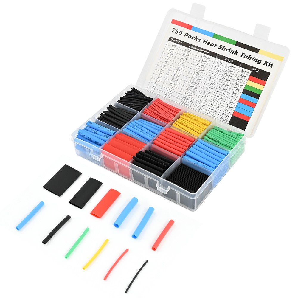 Assorted Heat Shrink Cable Wire Tubing Tube Sleeve Car Electrical Wrap 750PCS