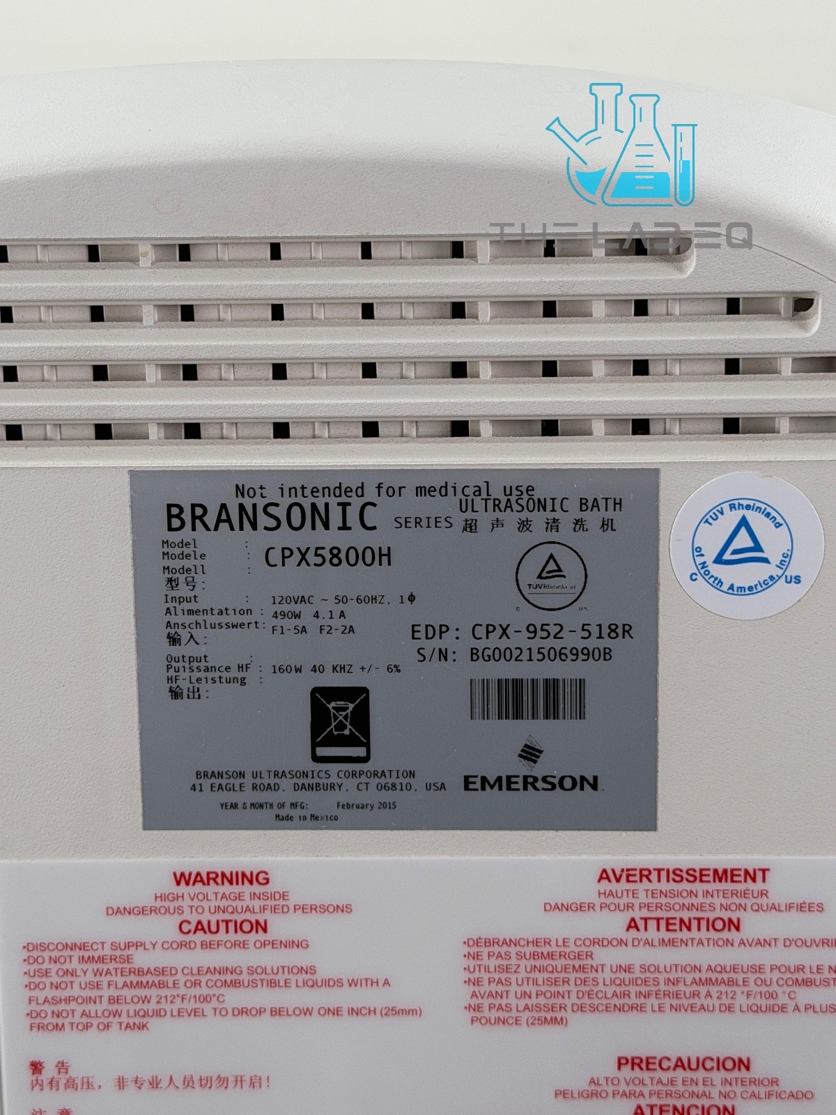 Branson Emerson Bransonic CPX-952-518R CPX5800H Ultrasonic Heated Bath