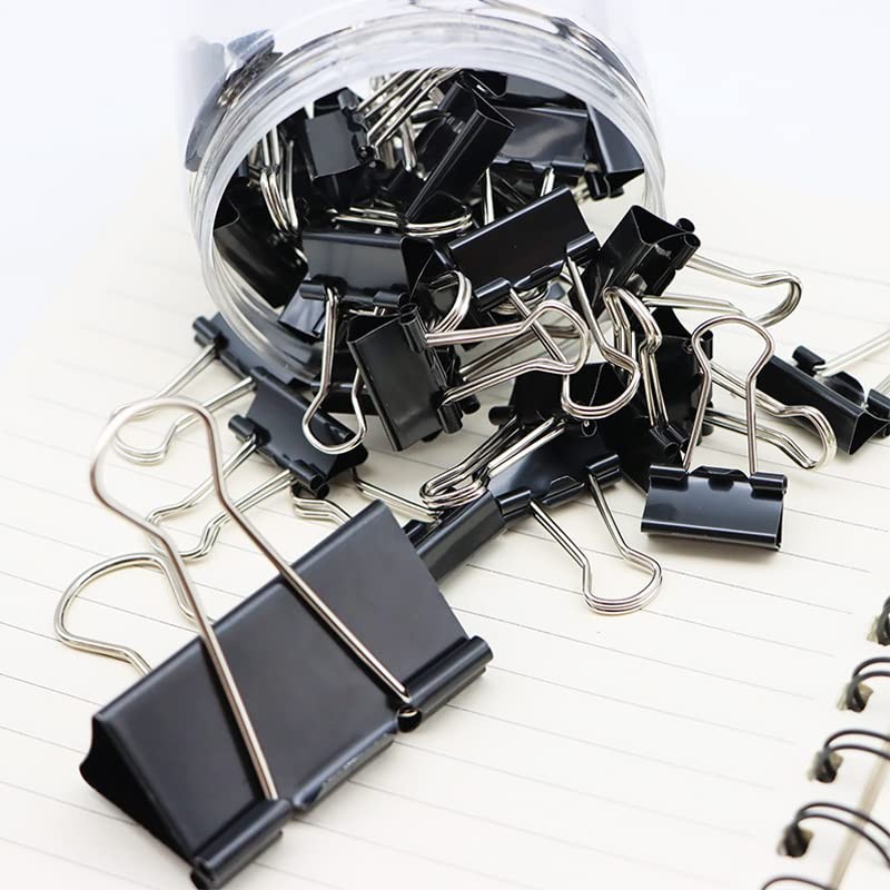 120Pcs Binder Clips Assorted Size, Office Clips with Clear Storage Container