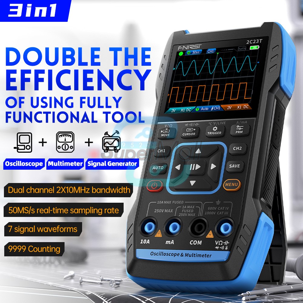FNIRSI 2C23T 3-in-1 Digital Oscilloscope Multimeter Function Signal Generator US
