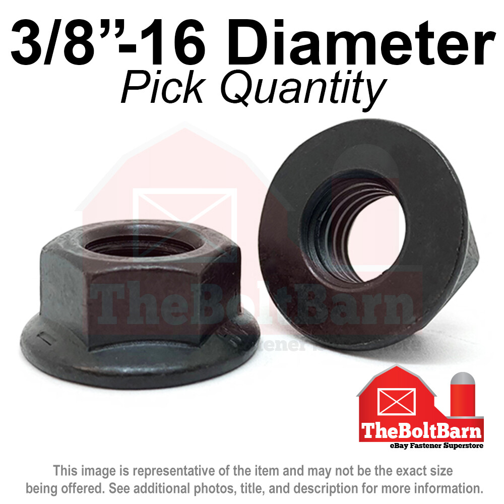 3/8″-16 Grade 8 Smooth Hex Flange Nuts Coarse Black Phos & Oil (Pick Qty)