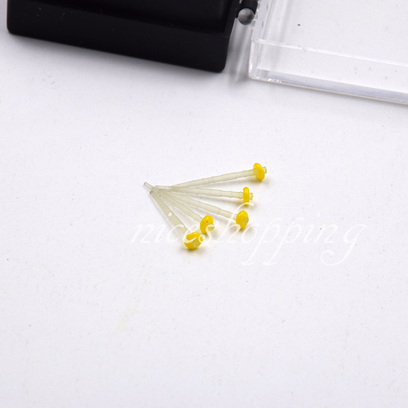 10 Pcs 1 Pack Dental Resin Screw Thread Quartz Fiber Post & 1 Drill Yellow 1.4