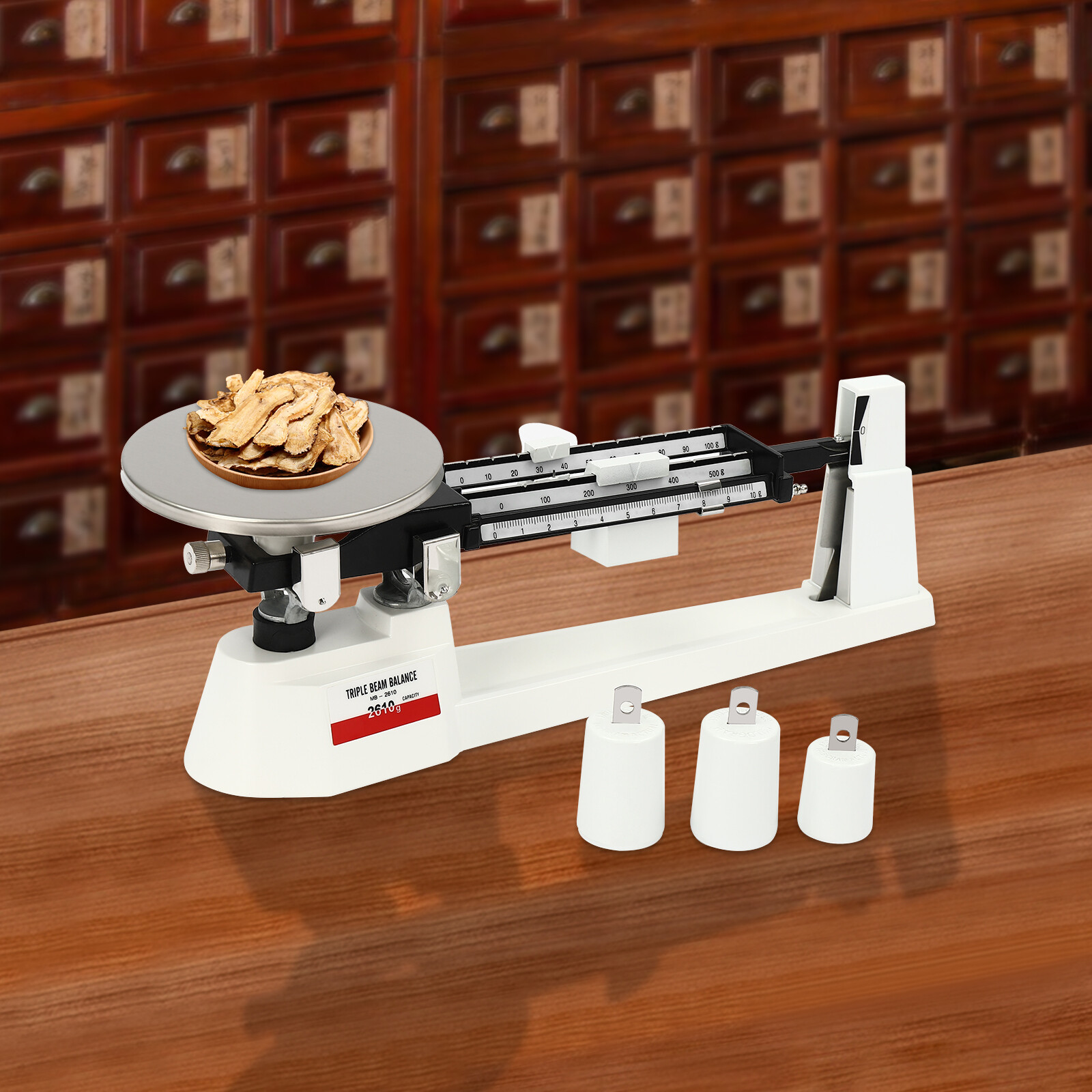 Lab Triple Beam Balance Scale 2610G x 0.1g Stainless Steel Retro Lightweight