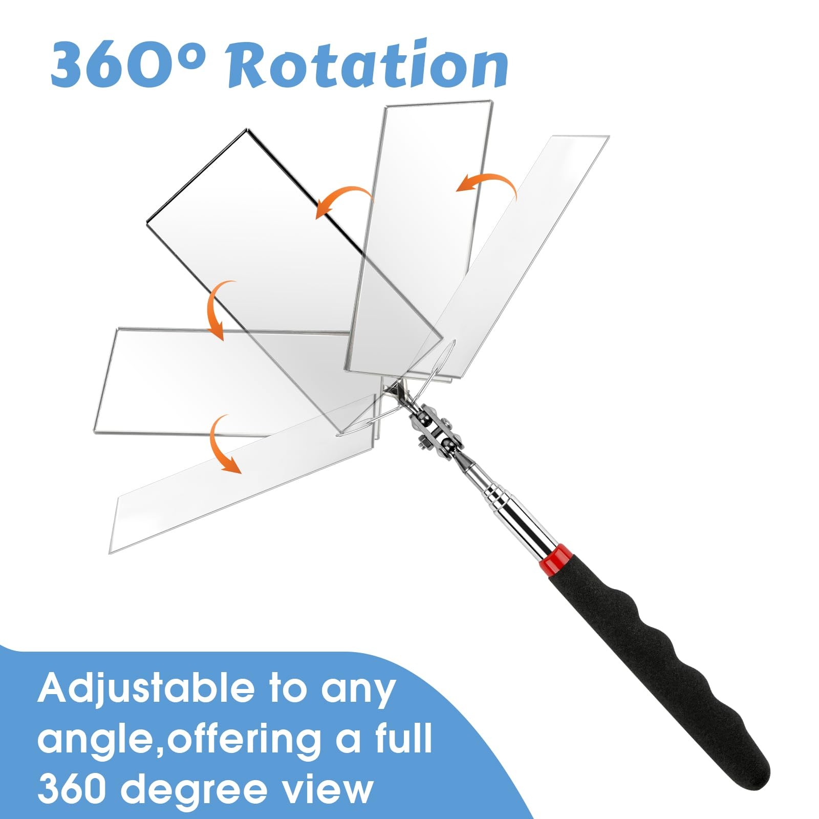 2 Pieces Telescoping Inspection Mirror, 360° Swivel Extendable Mechanic…