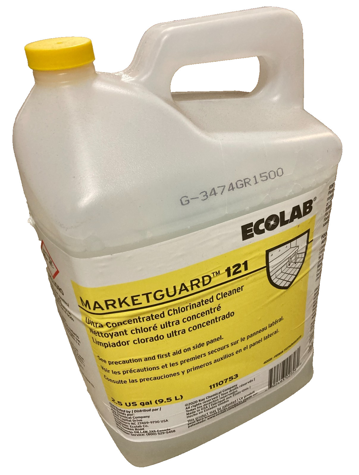 Ecolab Marketguard 121, Ultra Concentrated Chlorinated Cleaner, 2.5 Gal,#1110753