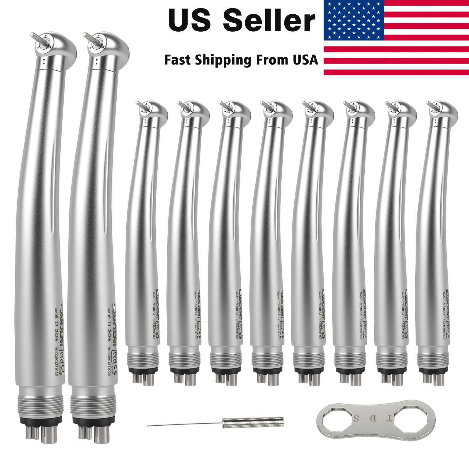 10pcs SANDENT NSK PANA MAX Style Dental High Speed Handpiece Push Button 4 Hole