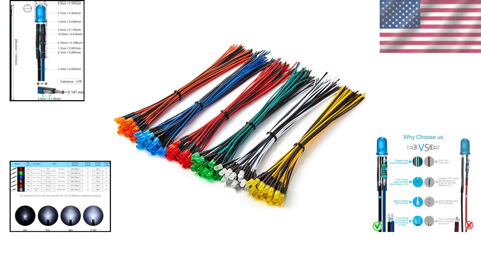 Ultimate 120pcs Assorted LED Light Kit – 12V, Pre-Wired, Perfect for Crafts