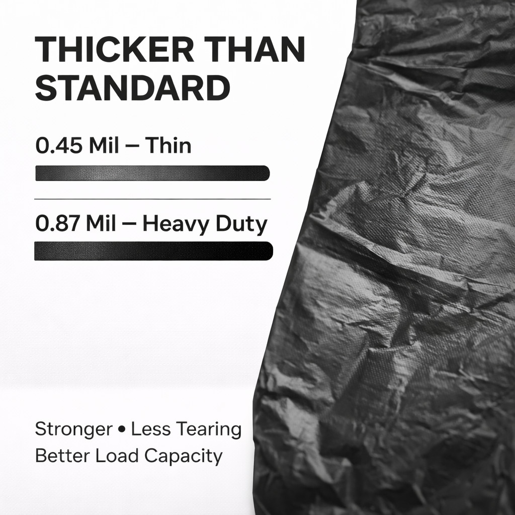 Bags 1/6 21 x 6.5 x 11.5 Heavy Duty .87 Mil BLACK T-Shirt Plastic Shopping Bags