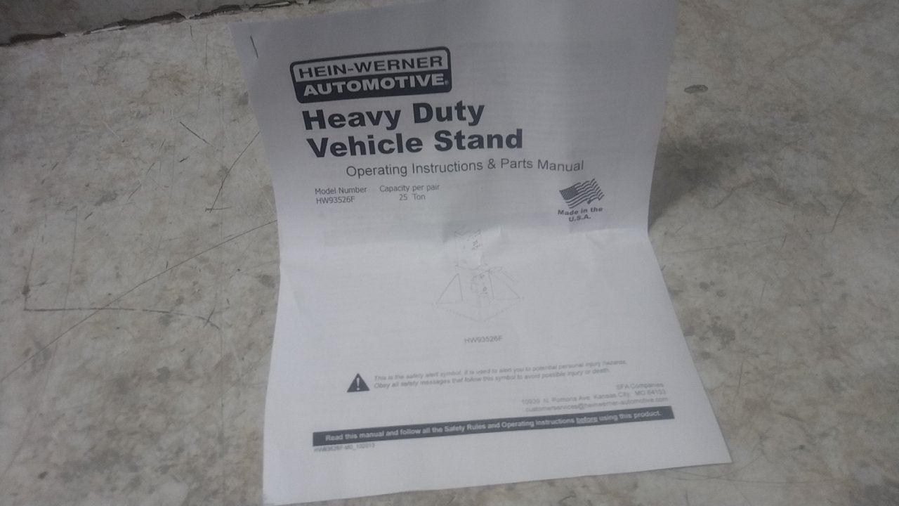 Hein-Werner HW93526F 2 Pk 25 Ton Load Capacity Pin Style Vehicle Support Stand