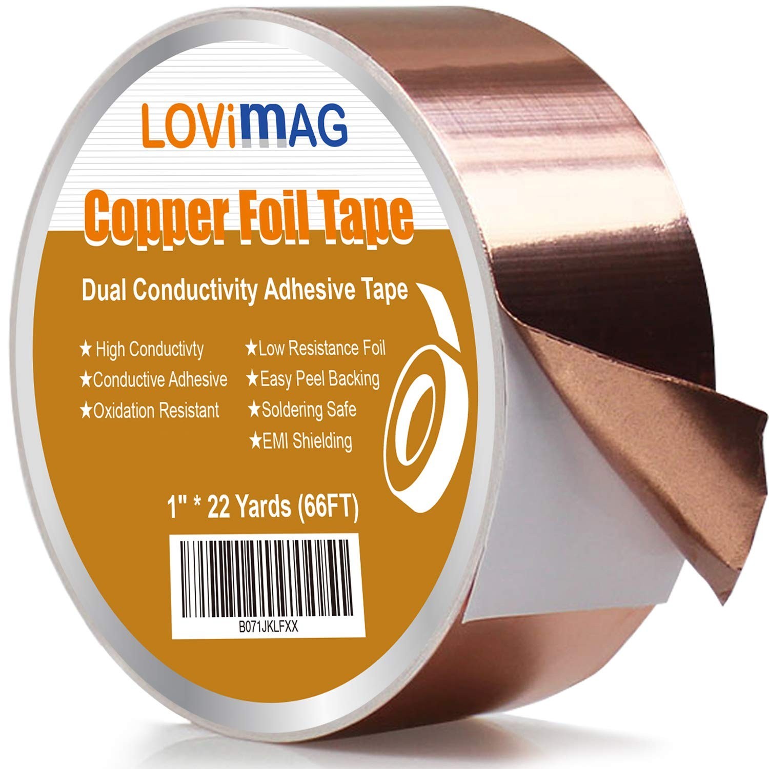 Copper Foil Tape (1″X66ft) with Conductive Adhesive for Guitar & EMI Shielding..
