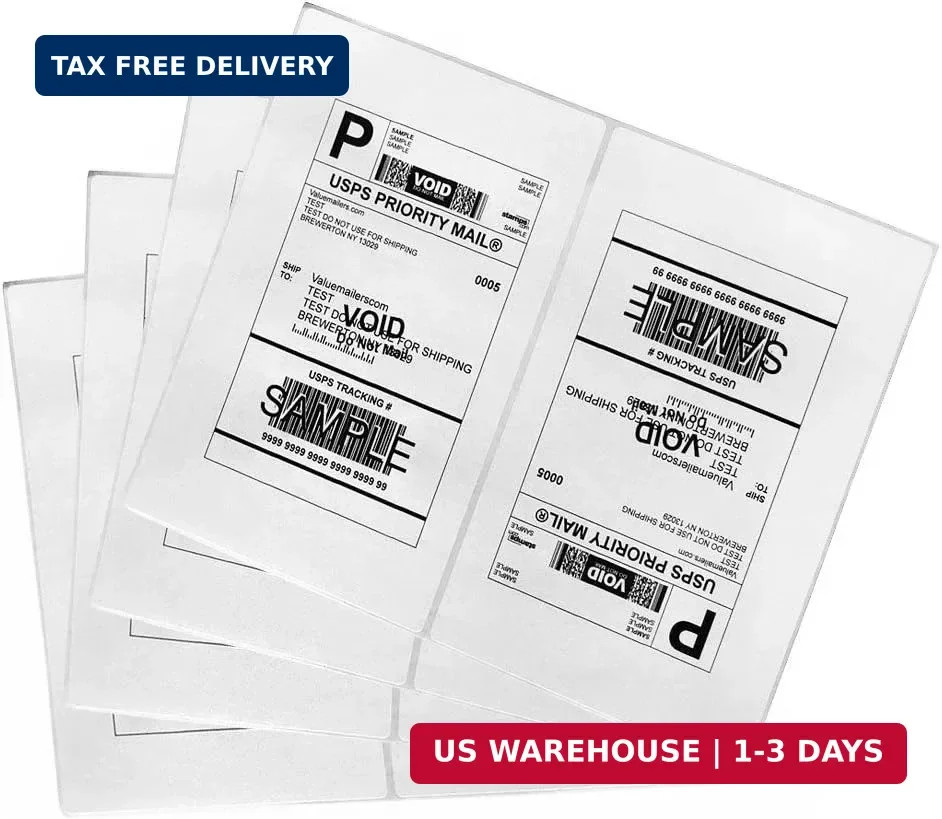 Shipping Labels with Rounded Corner, 8.27 x 5.32 Inches Half Sheet Self Adhesive