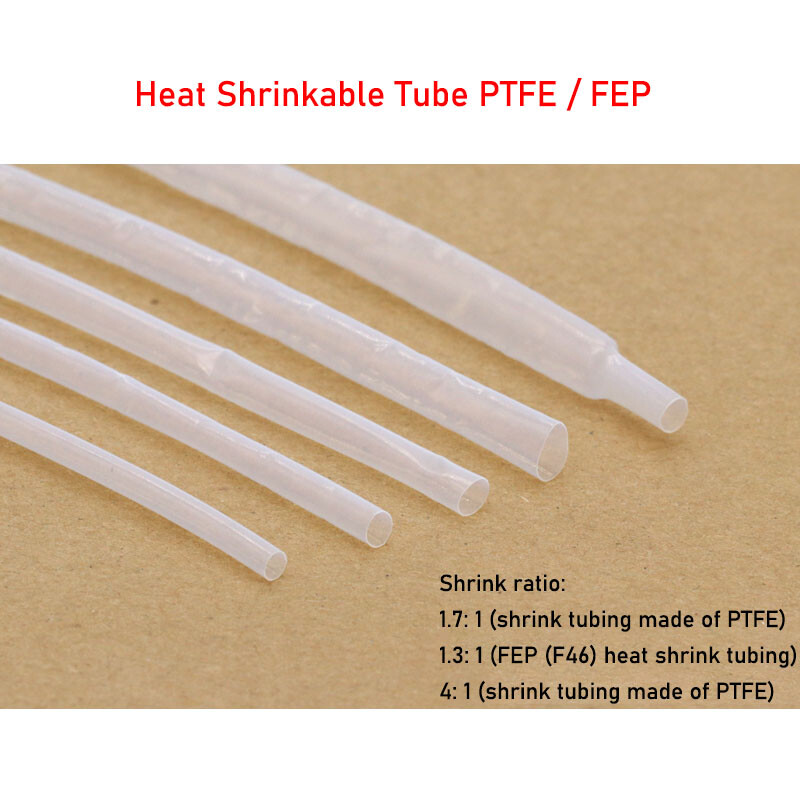 0.5mm-40mm 1.7:1 / 4:1 PTFE Shrink Tubing 1.3 : 1 FEP Heatshrink Tubing Clear