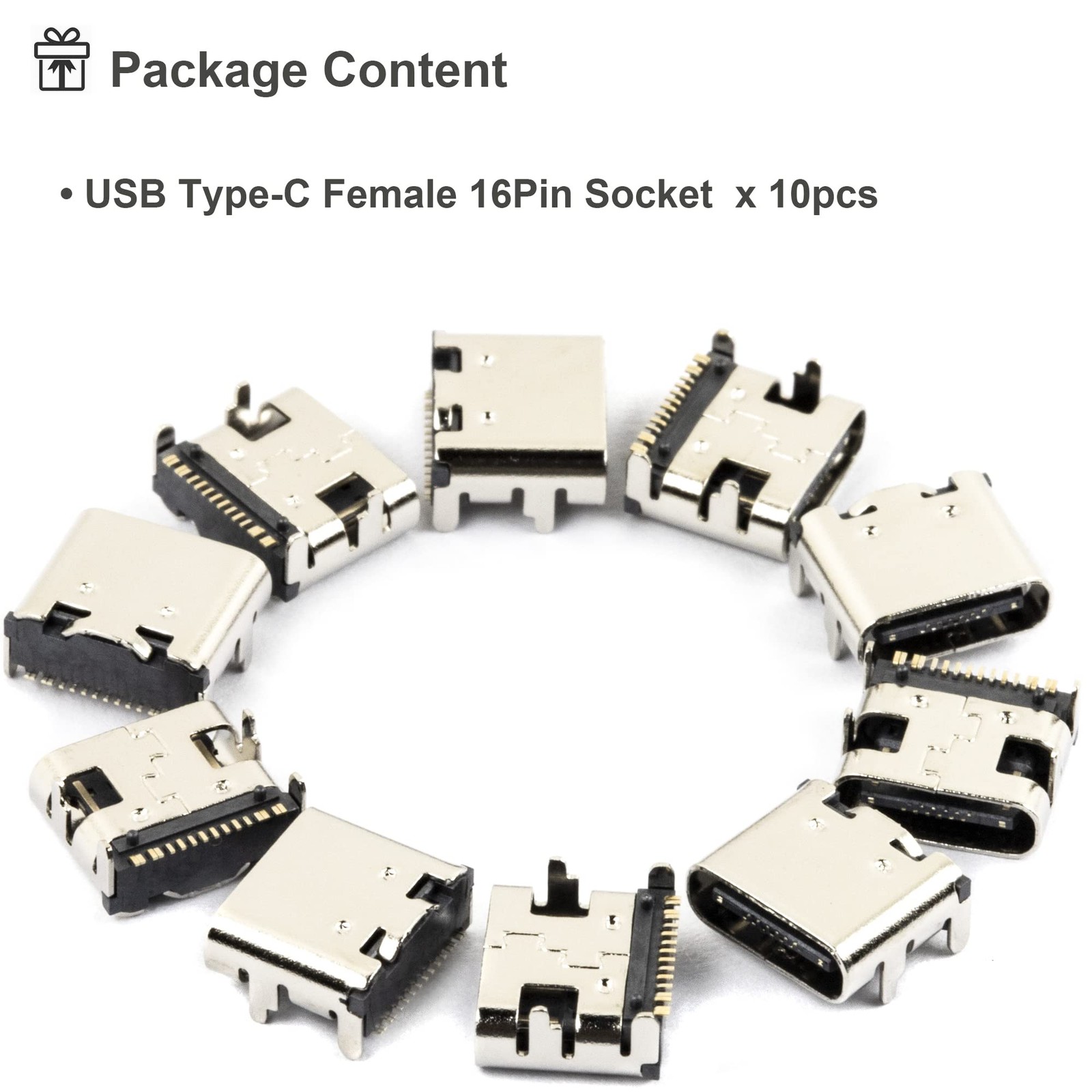 USB Type C 3.1 Female Socket 16Pins Solder Connector Jack Port Replacement 10pcs