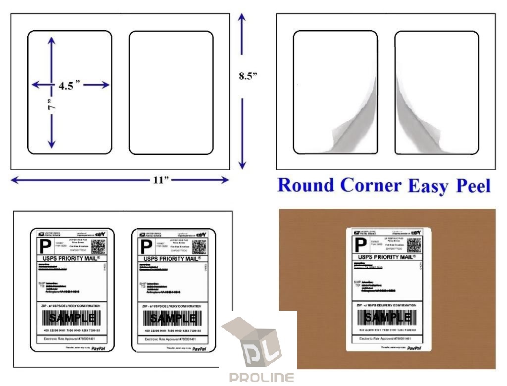 4000 Quality Round Corner Shipping Labels 2 Per Sheet 7″ x 4.5″