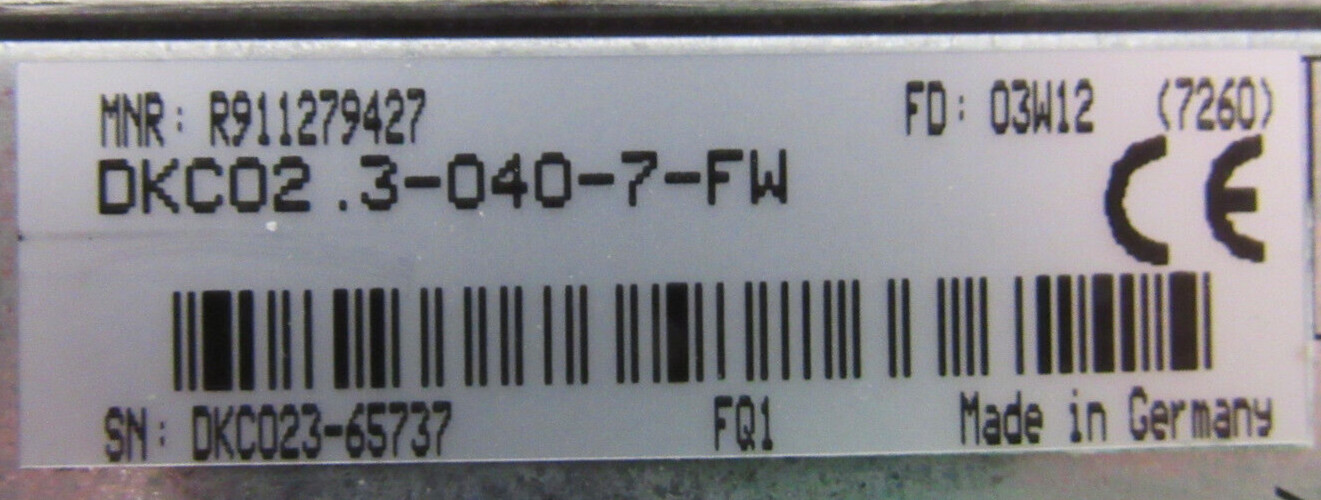 REFURBISHED REXROTH R911279427 SERVO DRIVE DKC02.3-040-7-FW R911290389
