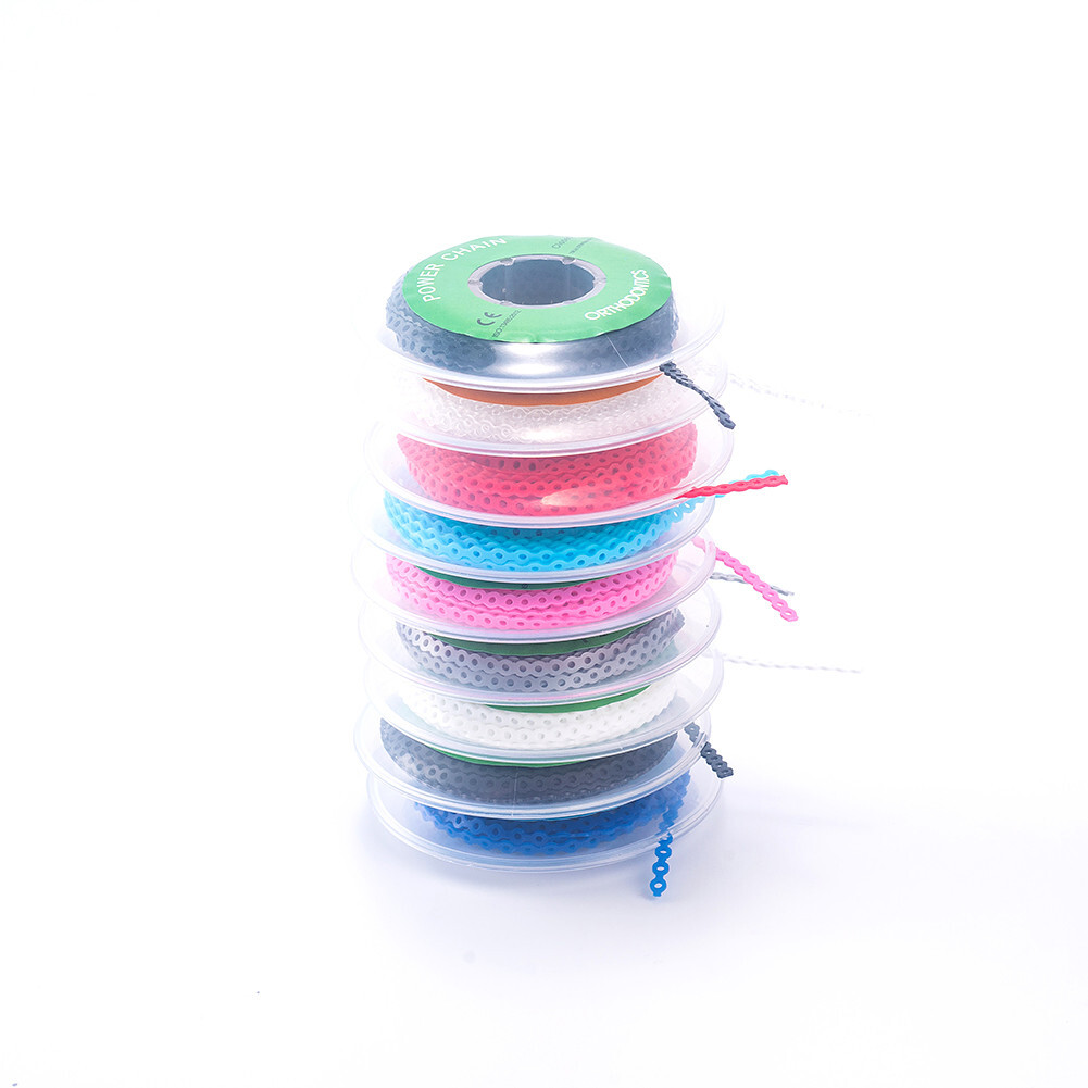 Dental Orthodontic Power Chain Ligature Ties Elastic Rubber Bands for Brackets