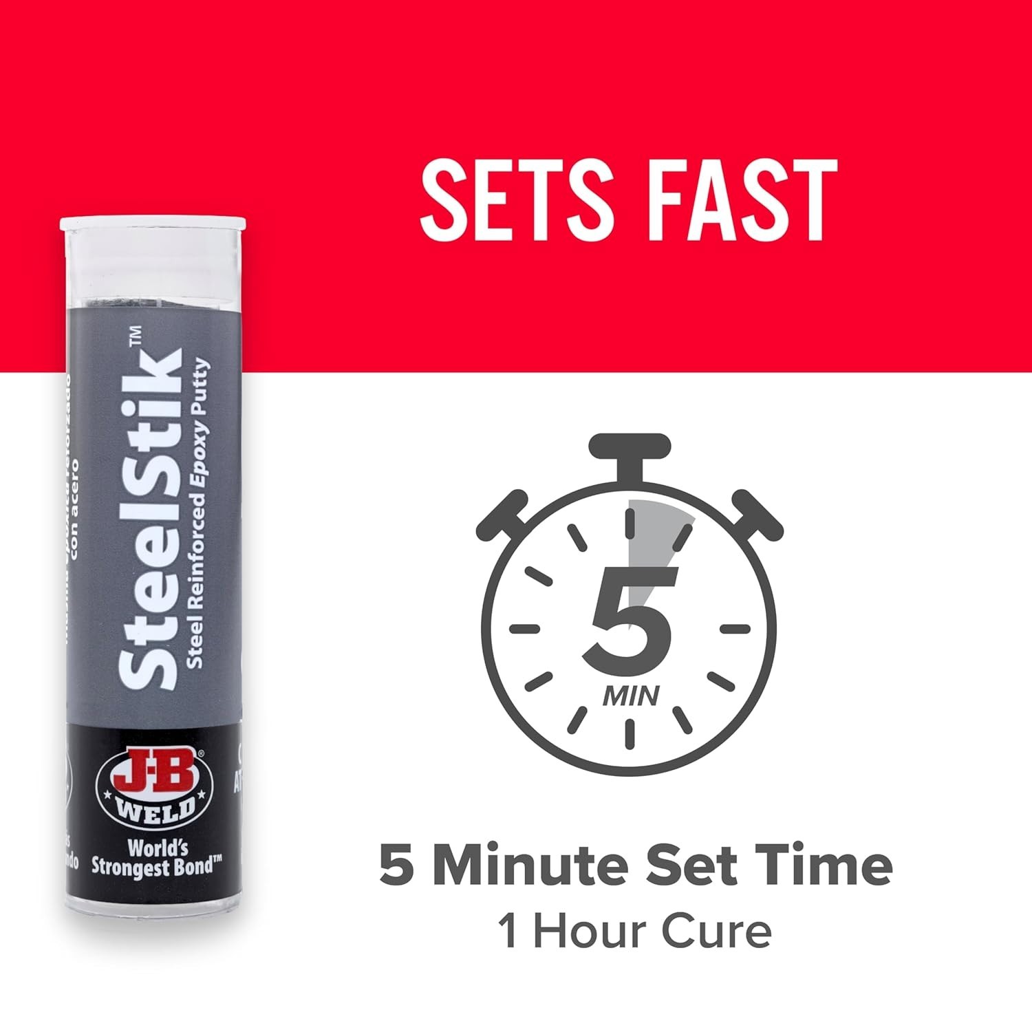 Steel Reinforced Epoxy Putty Stick – 1 Hour Cure, Waterproof, Dark Grey