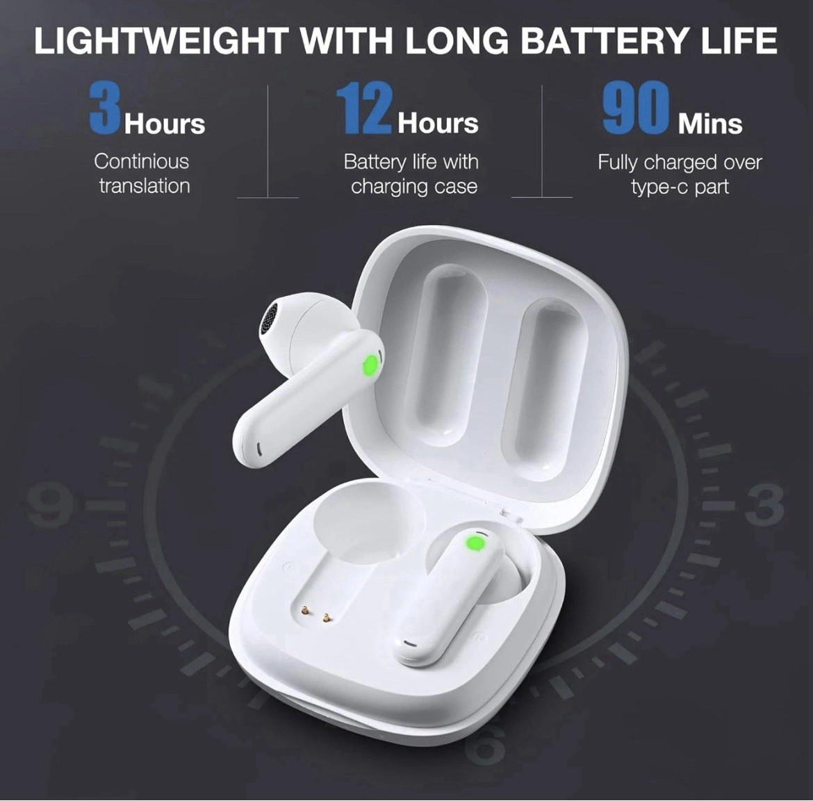 Timekettle WT2 Edge W3 Ai Translator Earbuds White 8 Offline, 40 Online Language