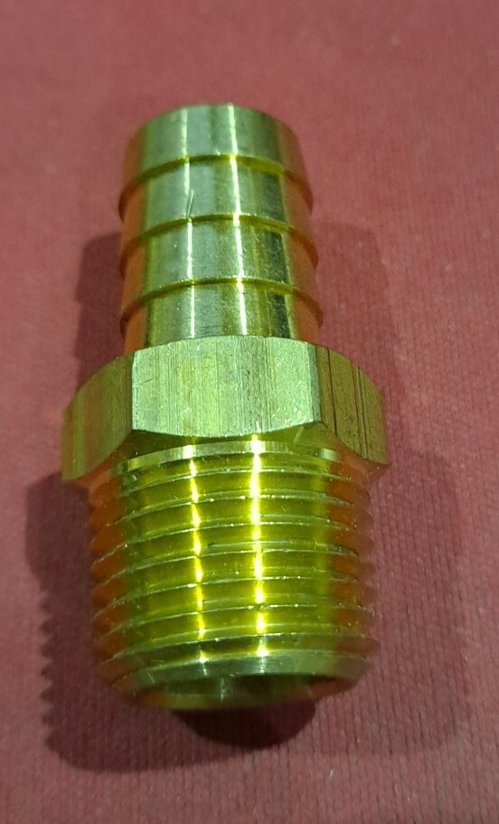 1/2″ Hose x 3/4″ NPTF Male Pipe Thread Brass Barb Connector Fitting | 102-0812C