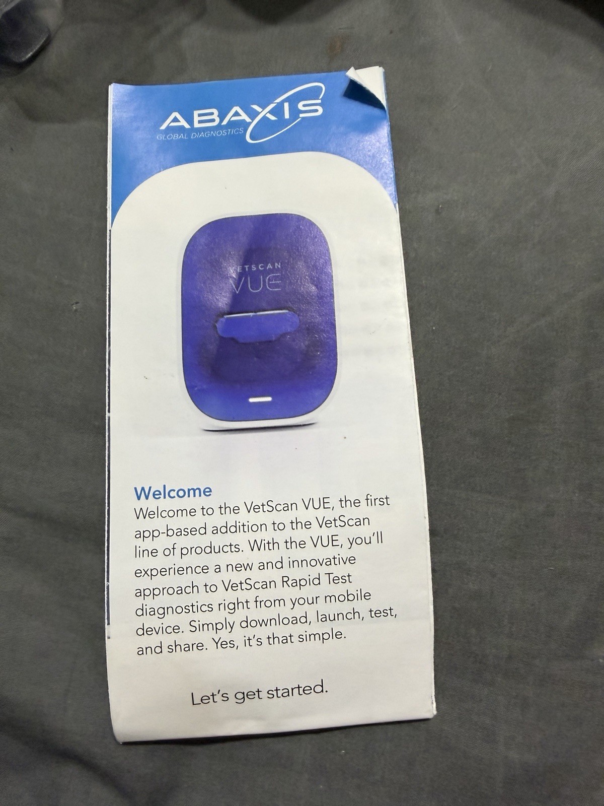 VETSCAN VUE RAPID TEST ANALYZER ABAXIS VETERINARY