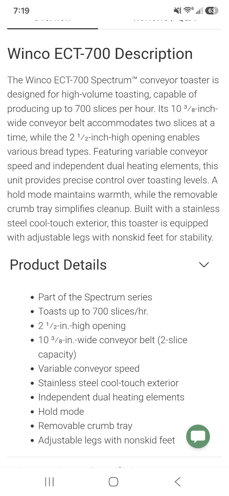 Winco Spectrum ECT-700 Commercial Electric Conveyor Toaster 700 Slices/Hr 2 Slot