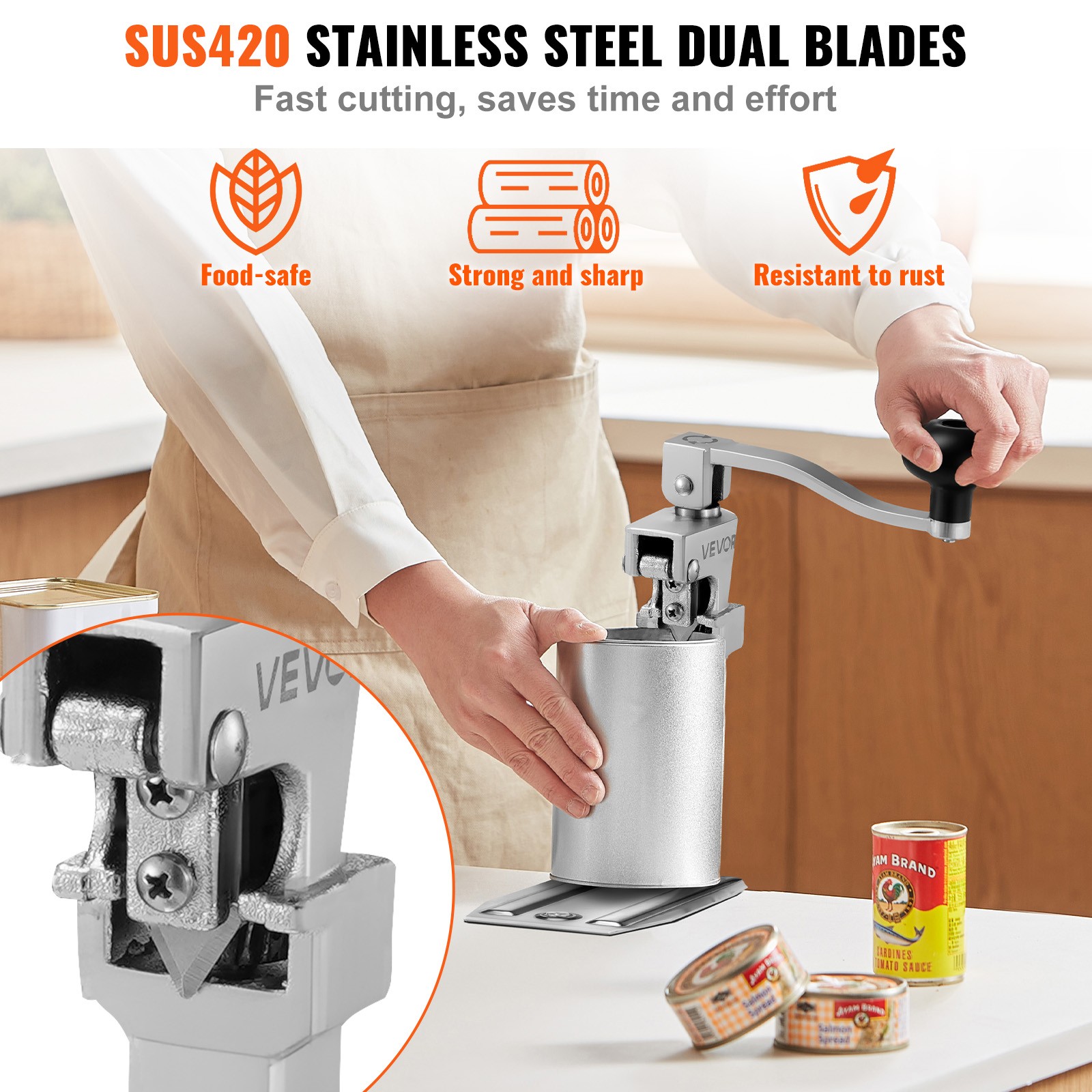 VEVOR Commercial Can Opener Tabletop Manual 11.8 in Can Opener for Restaurant