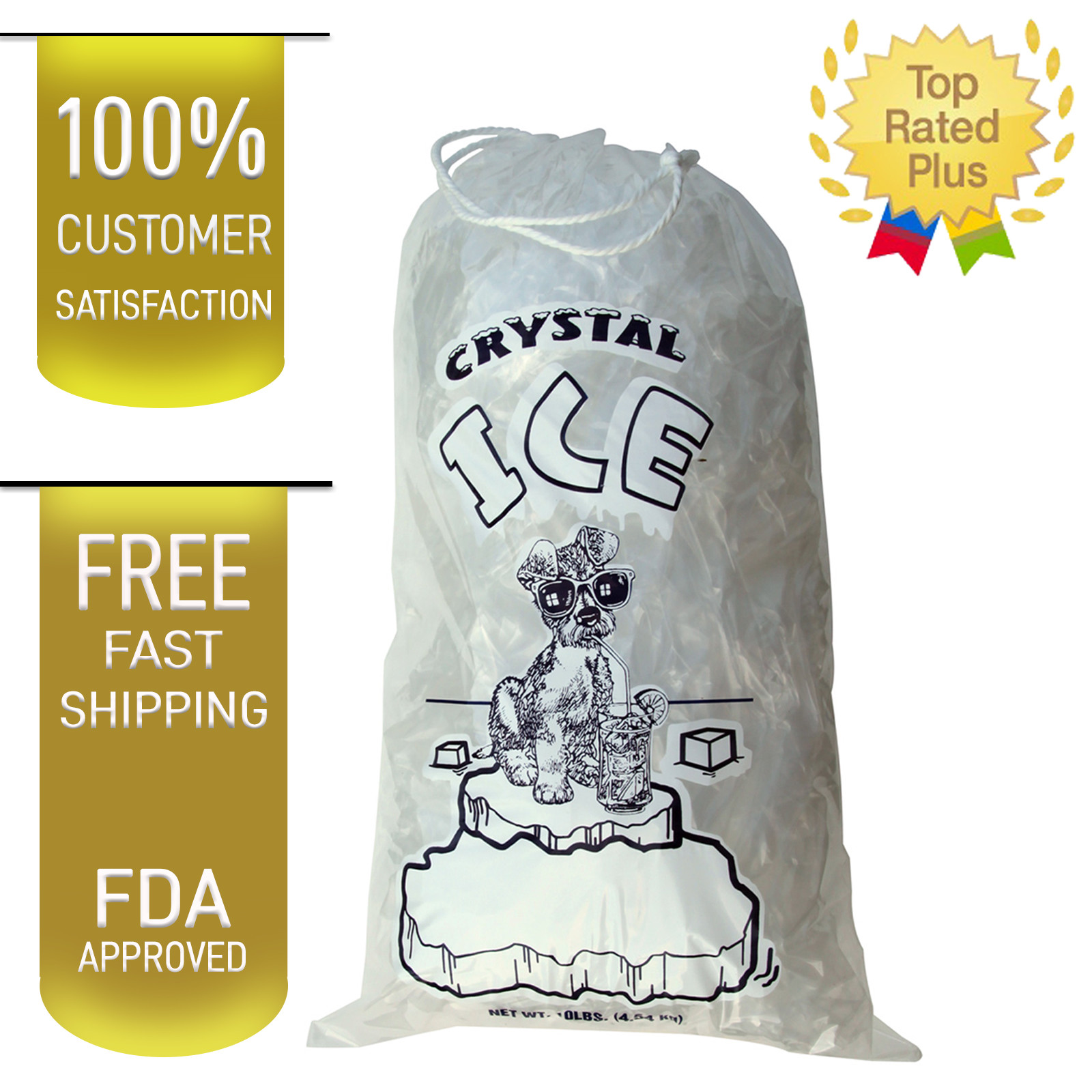 10 LB LBS Commercial Ice Bag Bags Drawstring 10/25/50/100/150/200/…/500/1000