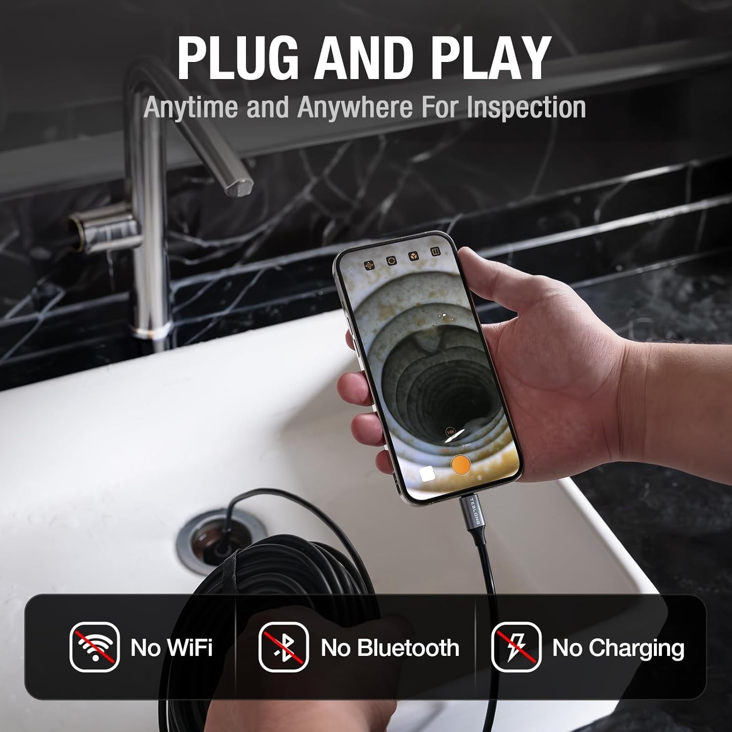 10FT / 50FT USB C Endoscope Camera Compatible with iPhone 15/16, Android Phone