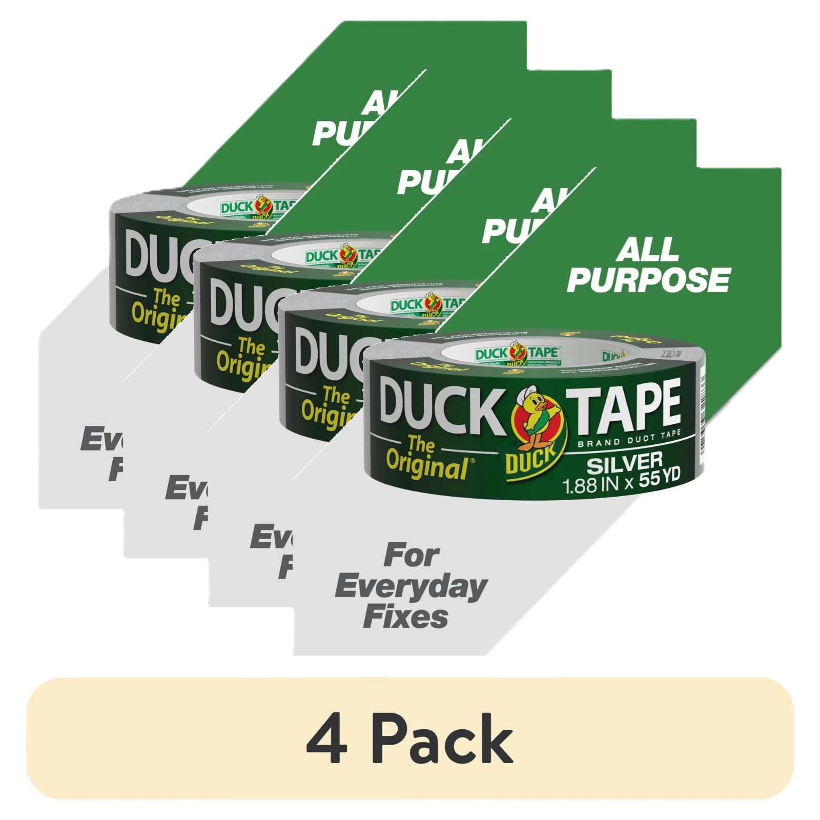 The Original Duck Tape Brand Duct Tape, 1.88 in. x 55 yd., Silver (Pack of 4)