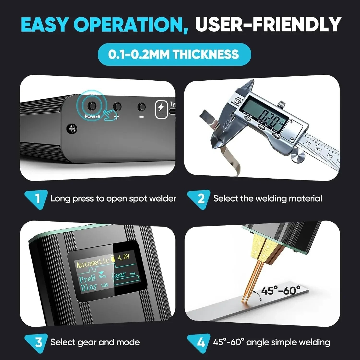 Battery Spot Welder 5000mAh Battery Portable Led Spot Welder for 18650 26650