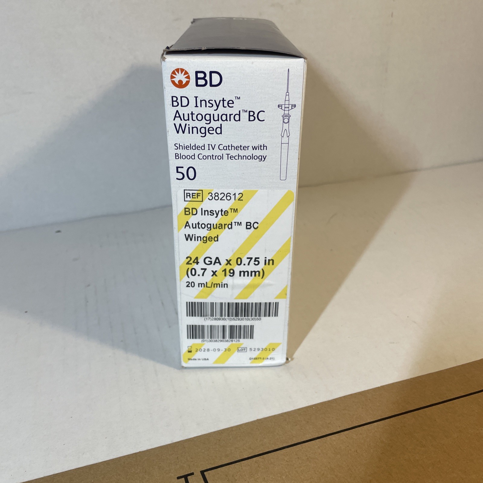 BD Insyte BC Vialon REF 382512 24GA x 0.75in 20mL/min Box of 50