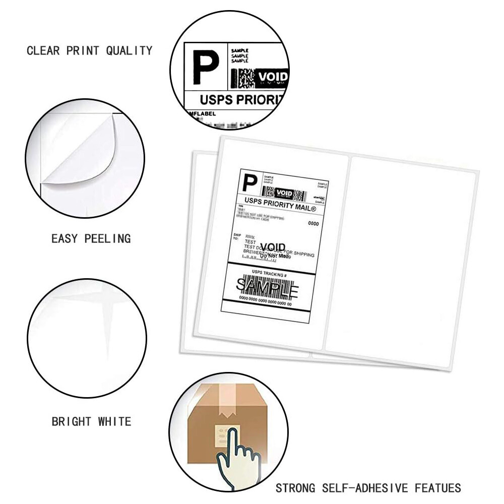 8.5″ x 5.5″ Round Corner Shipping Labels Half Sheets Self Adhesive 2 Per Sheet