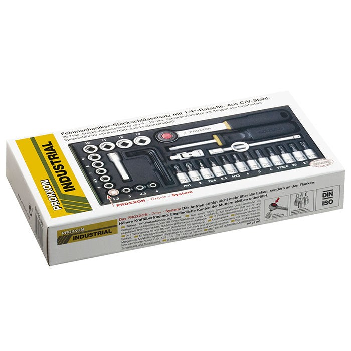 36-piece precision engineer’s set with 1/4″ ratchet