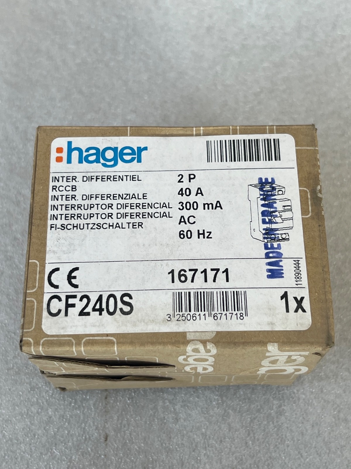 (Lot 2 Pcs) Hager CF240S RCCB