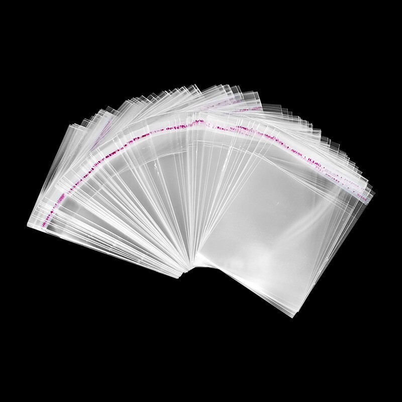 100PCS Clear Self Adhesive Poly Bags OPP Cellophane Plastic Bags Choose Size