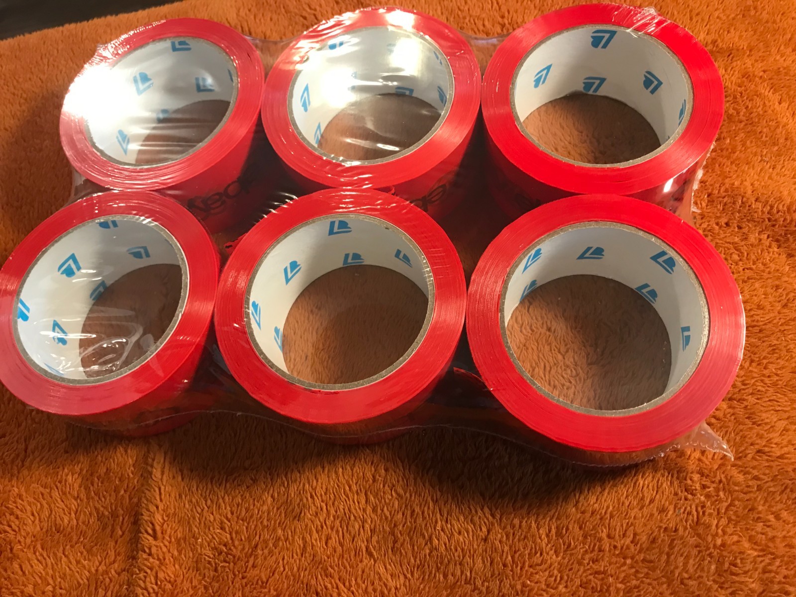 6 Rolls EBAY BRANDED Packaging Tape RED Logo 2″ x 75 yards NEW SEALED!