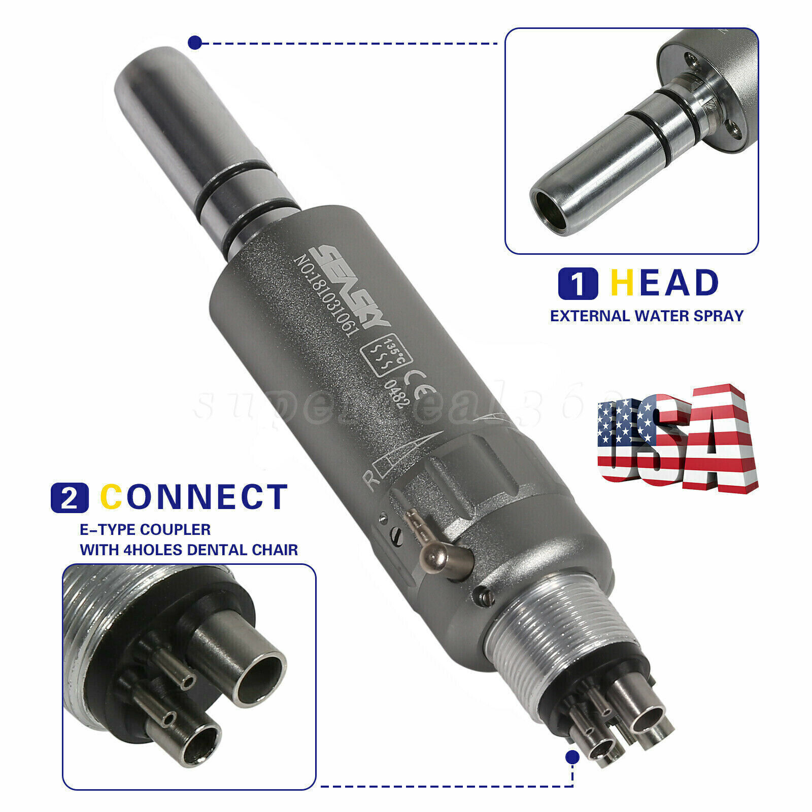 NSK Style Dental Slow Low Speed Handpiece Air Motor E-type 4 Holes Midwest M4
