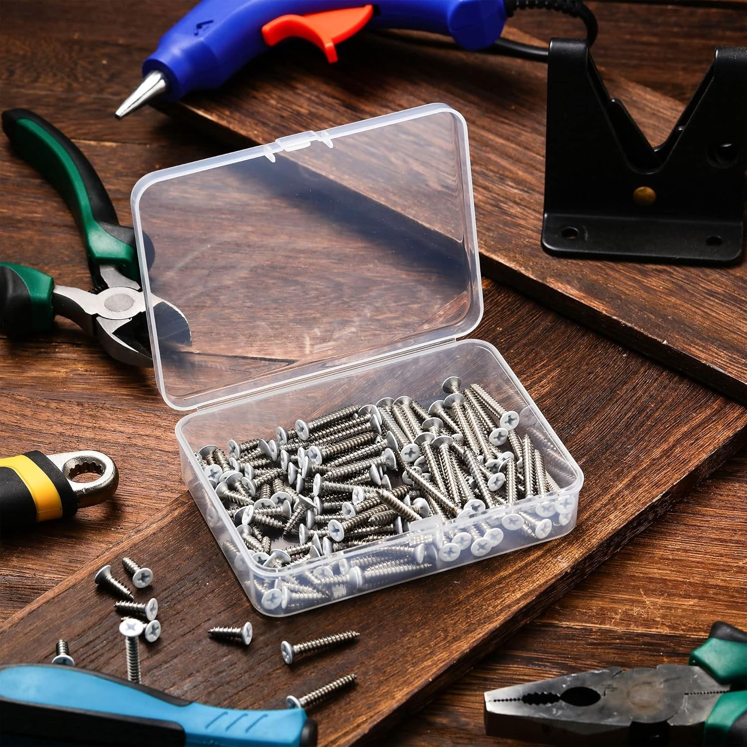 120 Pcs #8 White Head Wood Screws Self Tapping 3 Assorted Sizes for Wall