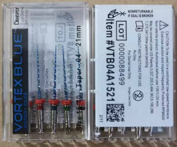 10pk 21mm .04 Asst Vortex Blue Rotary Files Dentsply Tulsa Dental Root 15-40