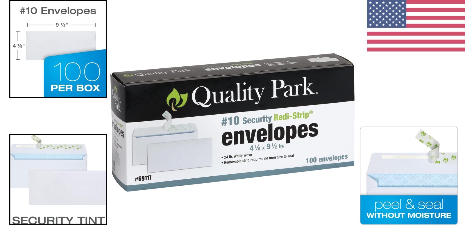 Quality Park Security Envelopes 100 Count Redi-Strip Self Seal 4-1/8″ x 9-1/2″