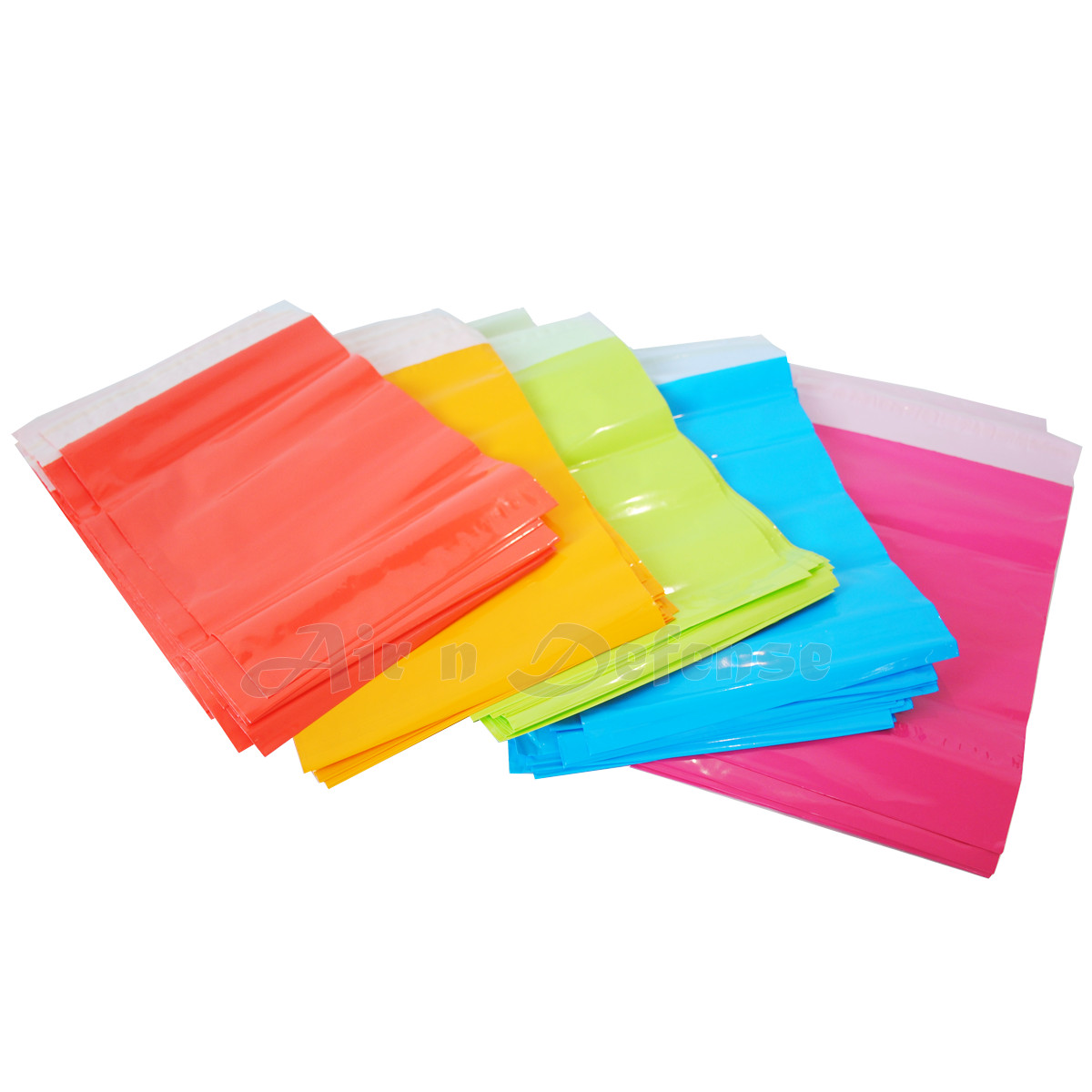 10 x 13″ Poly Mailers 2.5 MIL AirnDefense Pink Red Light Green Blue Yellow