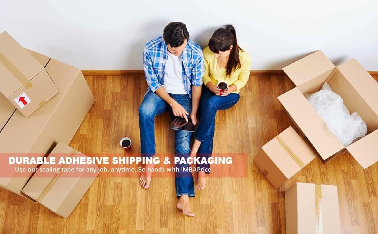 Imbaprice – Brown/Tan Color Packaging Shipping Tape, 3-Inches X 110 YDS, (Pack o