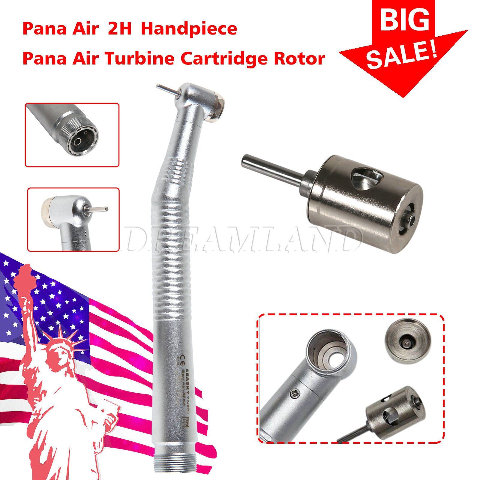 NSK Style Dental High Speed Handpiece Push Button 2 Holes Cartridge Rotor Y1BA2