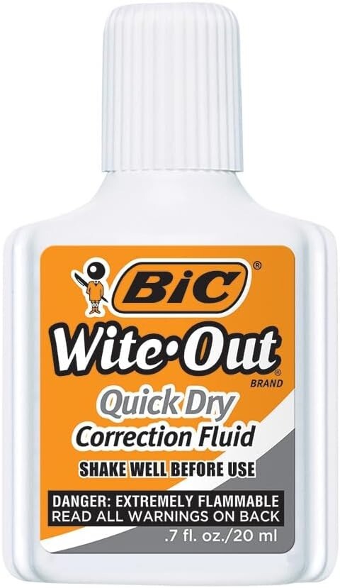 Wite-out Quick Dry Correction Fluid, 20ml, White, Goes on Easy with a Reduced Dr