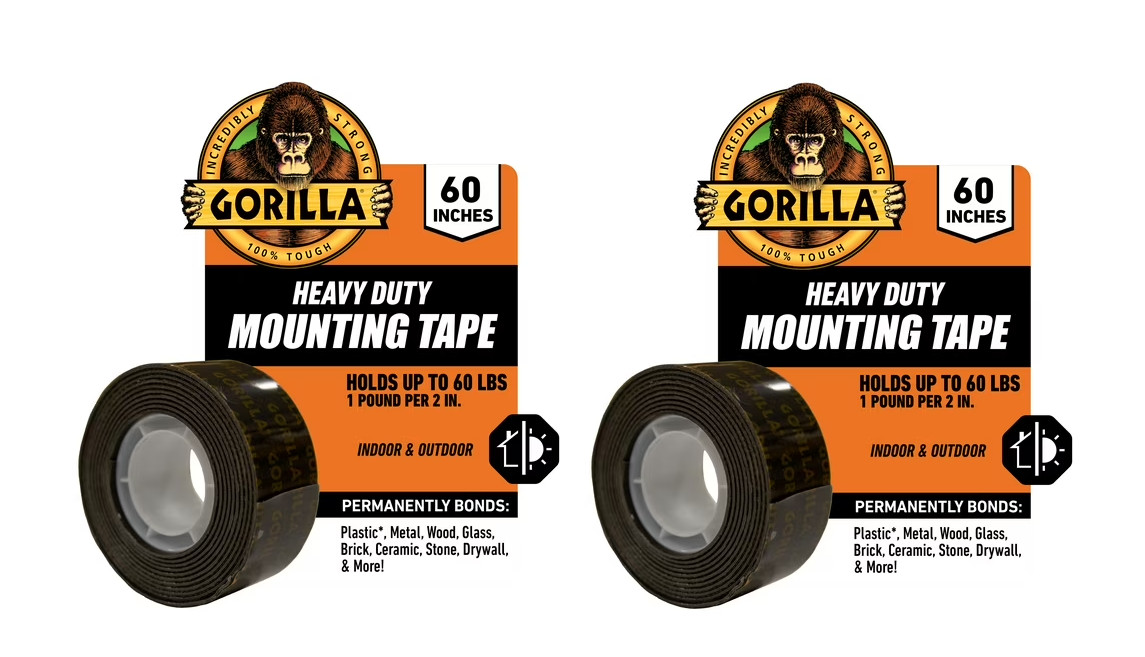 Gorilla Heavy Duty Double Sided Mounting Tape, 1″ x 60″, Black