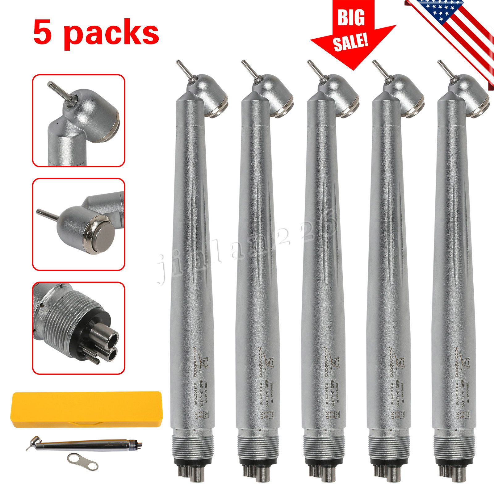5 NSK PANA MAX Type Dental 45 Degree Surgical Handpiece High Speed Turbine 4Hole